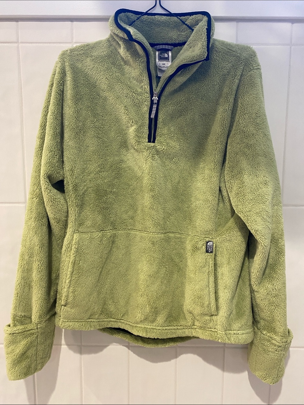 Northface Light Green Half-Zip Sherpa Fleece Pullover